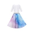 thumbnail image 2 of Girls Dress Pleated 2 Piece Set Lace Crop Top Rainbow Unicorn 6 Years, 2 of 8