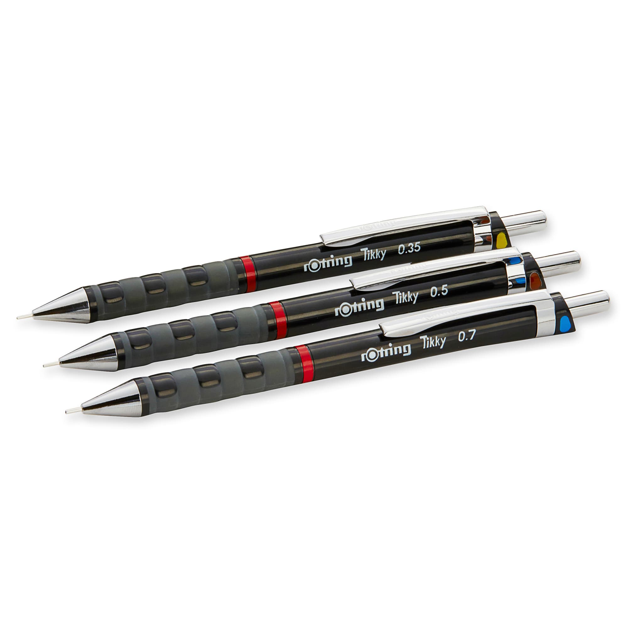 rOtring Tikky Mechanical Pencil | 0.35mm, 0.5mm and 0.7mm | HB Lead | Black Barrel | 3 Piece Set
