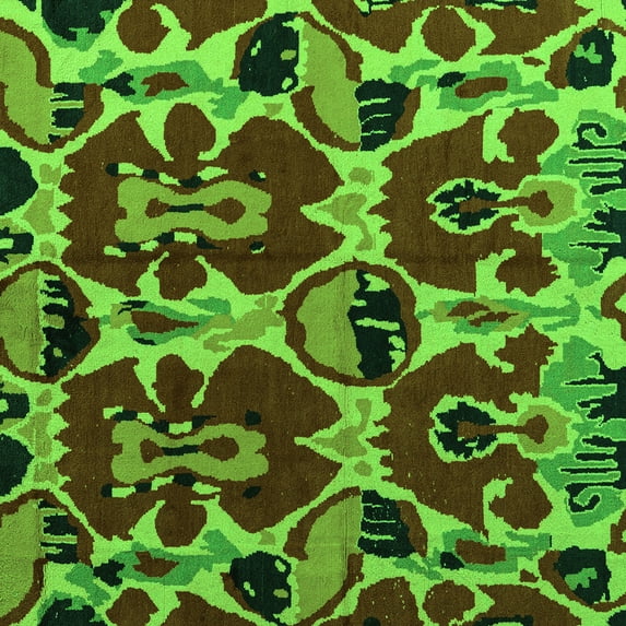 Ahgly Company Indoor Square Abstract Green Modern Area Rugs, 4' Square