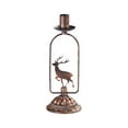 thumbnail image 2 of Vintage Iron Christmas Candlestick - 8.66 Inch Gold Candle Holder for Mantel, Table Centerpiece & Holiday Home Decor (Brown), 2 of 6