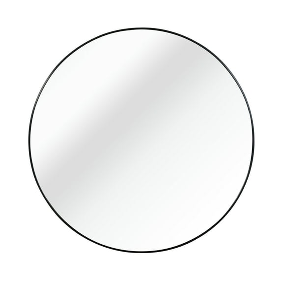 Oufan 16 Inch Round Bathroom Mirror, Aluminium Alloy Framed Vanity Mirror for Wall, Modern Wall Mounted Anti-Rust Mirror for Restroom, Entryway, Black