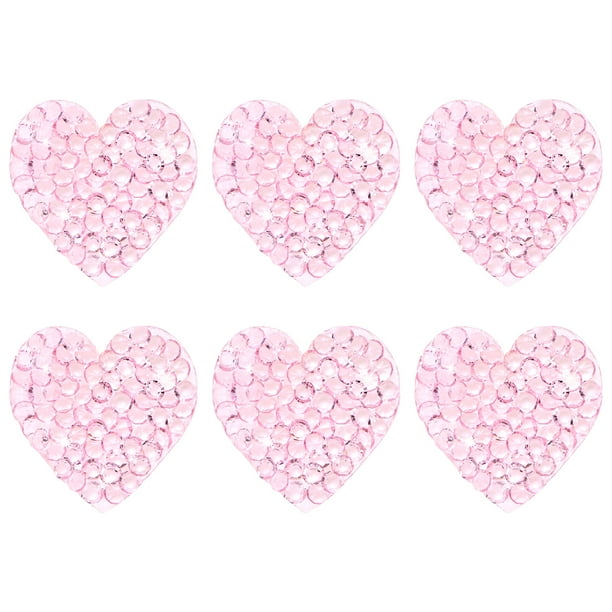 Uxcell 6-Pack Parches de Corazón de Strass para Planchar 2.5cm Rosa Claro Apliques Adhesivos Brillantes para DIY/Ropa/Zapatos/Bolsas