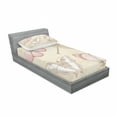 thumbnail image 3 of Vintage Bedding Set with Sheet & Covers, Butterflies Bugs Old Collector Image on Abstract Retro Backdrop Art, Printed Bedroom Decor 2 Shams, 4 Sizes, Pale Pink and Pale Grey, by Ambesonne, 3 of 3