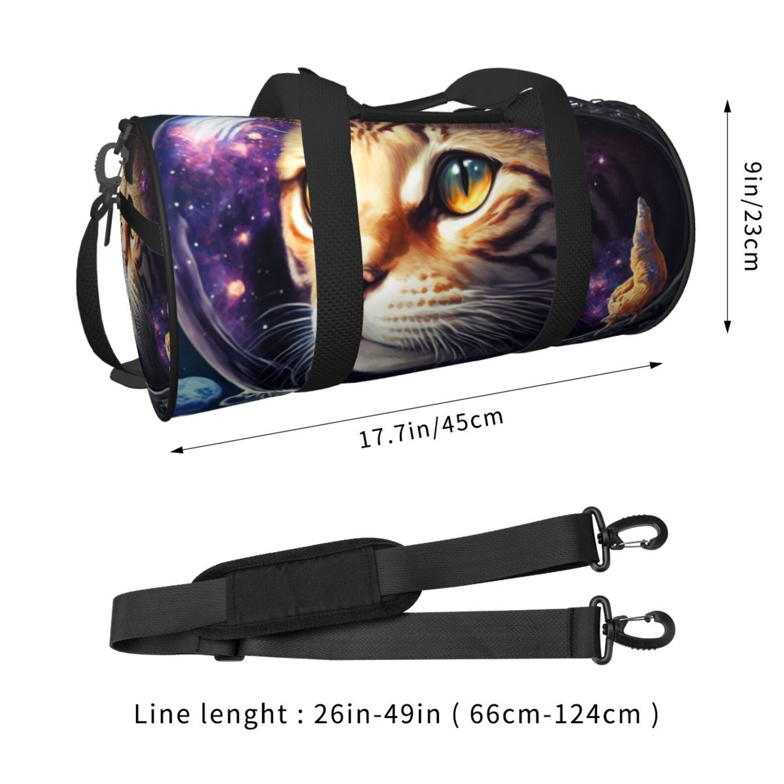 Vsdgher Astronaut Cat 45L Foldable Duffel Bag, Sports Gym Bag,Overnight Bag, Portable Weekender Bag for Airplanes