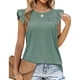 thumbnail image 2 of Blusa de manga con volantes para mujer, cuello redondo, elegante, transpirable, para uso diario, 2 of 5
