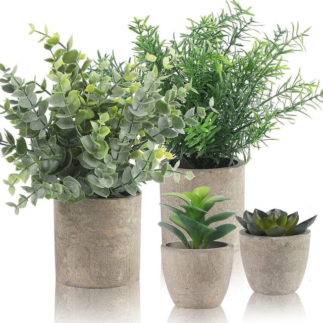 TOPOST Plantas Artificiales Decorativas Hogar, Macetas Decorativas Interior para Baño, Sala y Oficina Escritorio