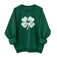 thumbnail image 2 of LEKWK Sweatshirts for Women Fleece Crewneck Long Sleeve St Patricks Day Shirt Graphic Sweatshirts Glitter Three Hearts Shamrock Festival Wear, 2 of 6