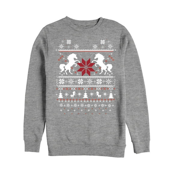 Men's Lost Gods Ugly Christmas Unicorn Sweatshirt Athletic Heather Small