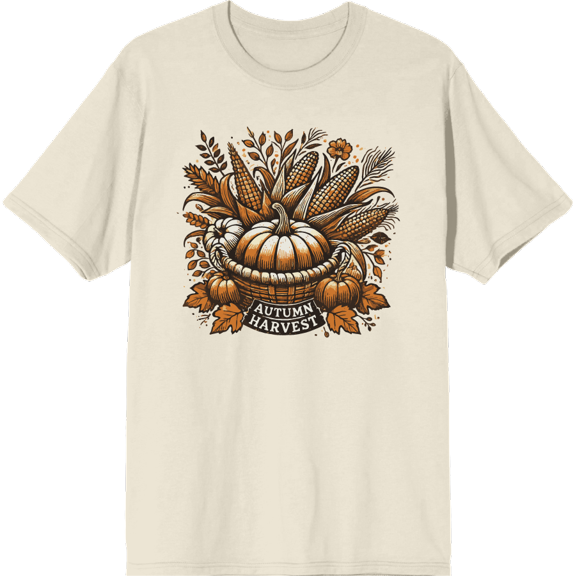 Autumn Harvest Adult Natural Crew Neck Short Sleeve Tee-Medium
