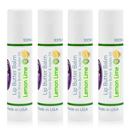 Shadow River Cocoa Butter Lip Balm - 4 Pack Lemon Lime Fruity Flavor - All Natural Moisturizer for Dry Chapped