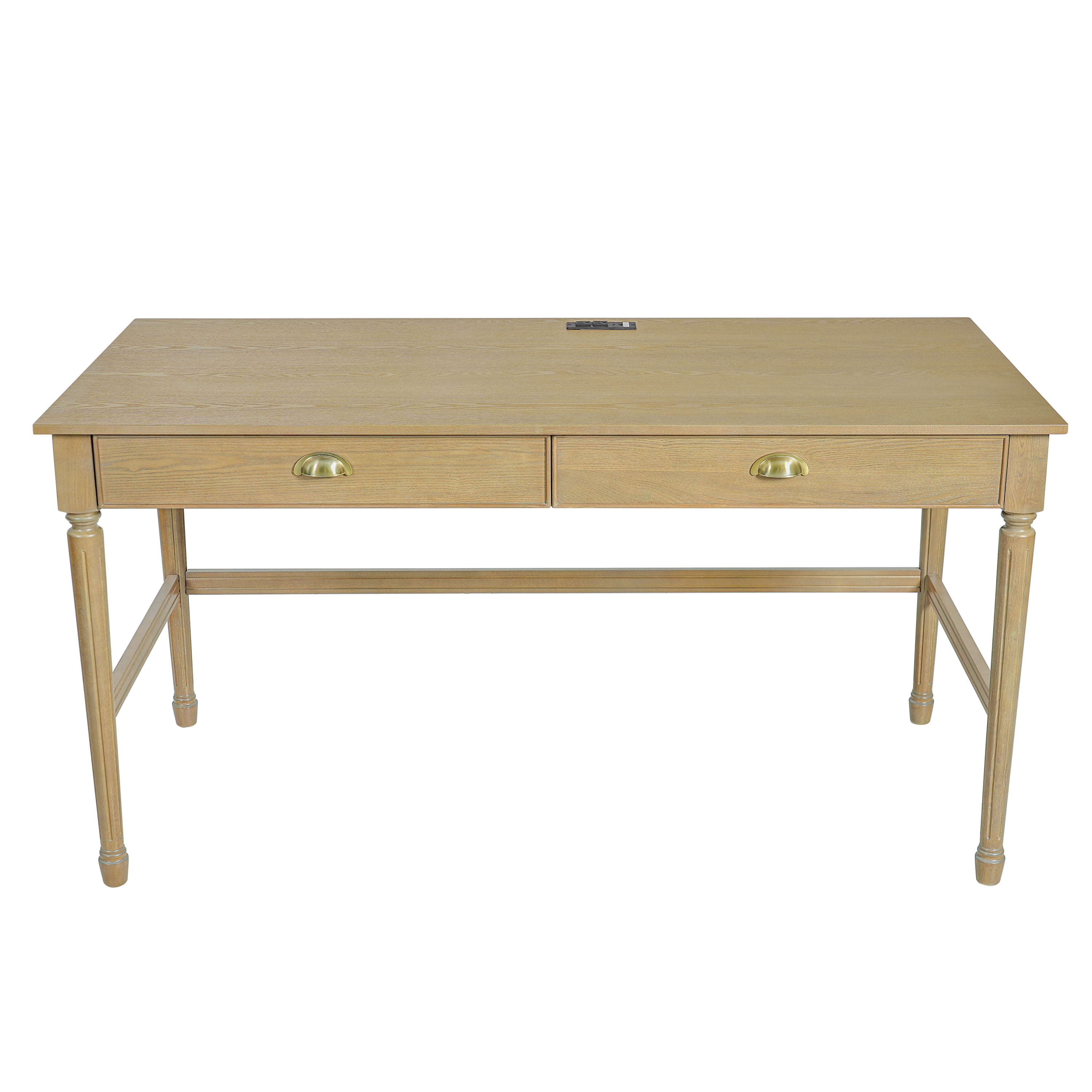 Euroco 60" Solid Wood Writing Desk with 2 Drawers,Home Office Workbench Desk,Small Computer Work Study Table,Vanity Table for Living Room,Bedroom,Natural