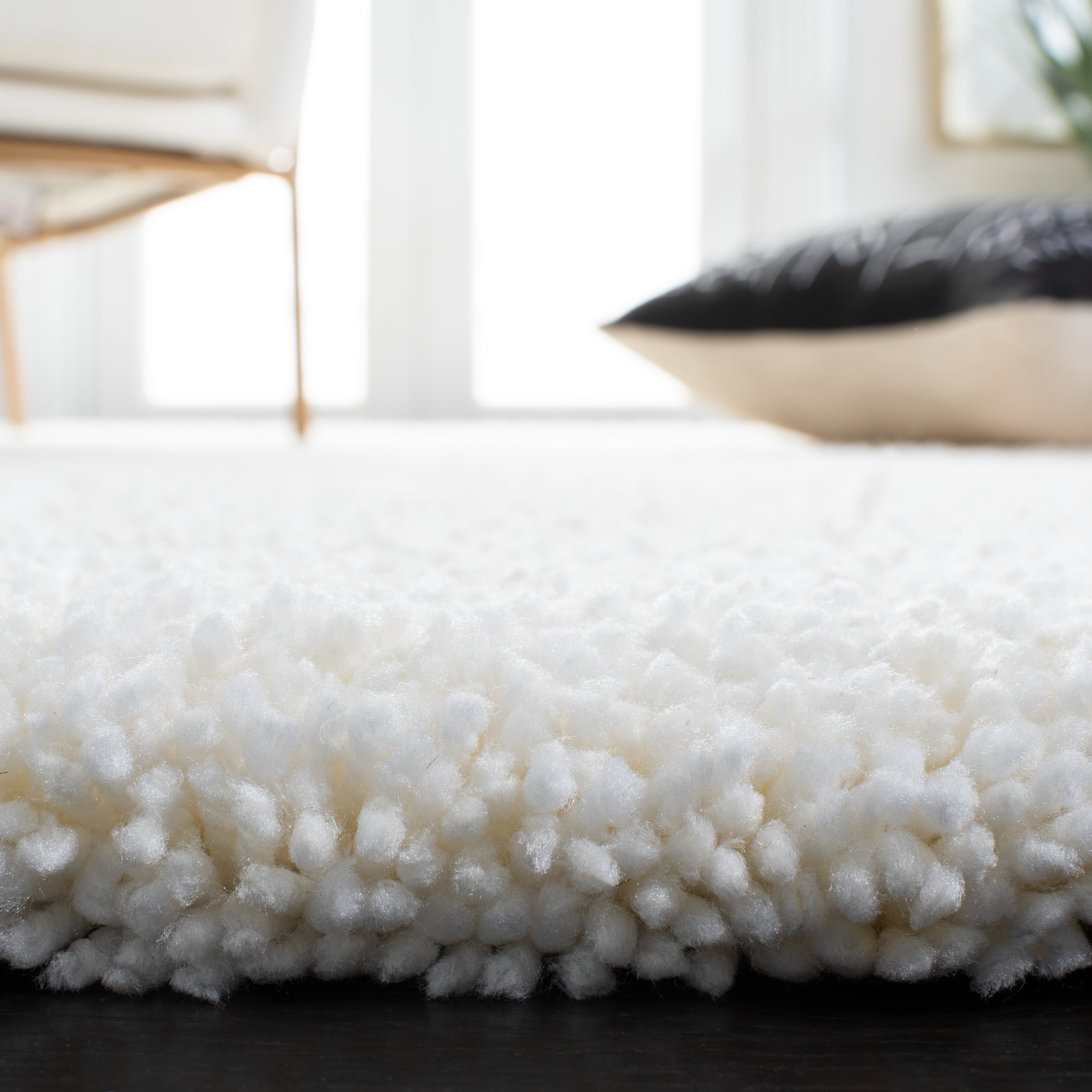 Safavieh Ultimate Atanas Solid Polyester Shag Area Rug, Ivory, 6' x 9'