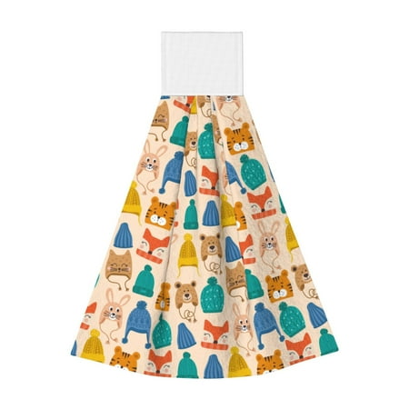 

Ocsxa Small Animals with Knit Hat Pattern for Hand Towels Hand Wipes with Velcro Soft and Fast Absorbent Hanging Towels Reusable Cleaning Cloth for Kitchen/Bathroom/Laundryroom 14x18In