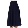 thumbnail image 5 of Women's A-Line Casual Flared High Waist Elastic Band Solid Midi Skirt, 5 of 5