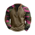 thumbnail image 4 of LEBONYARD Men's and Big Men’s Raglan Crewneck Tee,Men's Camouflage Print Half Zipper Long Sleeved Top Long Sleeved Round Neck Top/shirt Camouflage M, 4 of 5