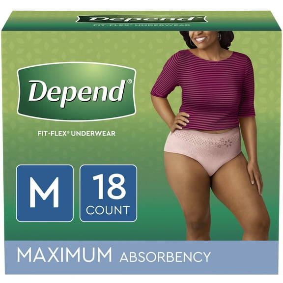 Depend Fresh Protection Disposable Underwear Female Waistband Style Medium, 47932, 36 Ct
