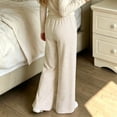 thumbnail image 5 of Spazoro Girls Striped Wide Leg Pants with Pockets, Loose Fit Striped Print Full Length Elastic Waist Stretchy Casual Loungewear Bottoms Beige Size 7-8, 5 of 7