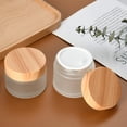 thumbnail image 4 of Frosted Glass Cream Jar Bottle with Wood Grain Lid Refillable Mini Lotion Jars Empty Cosmetic Containers for Makeup, 4 of 19