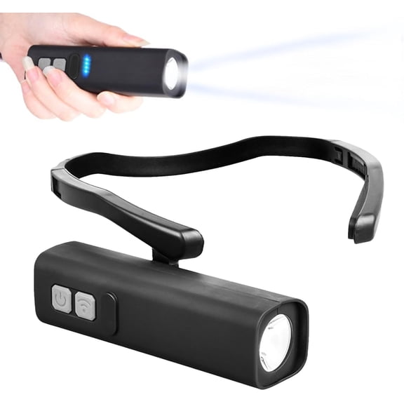LED Rechargeable Headlamp, Adjustable Bright Ear Clip Light with Gesture Sensing - Water-Resistant Hands-Free Flashlight for Camping, Hiking, Running, and Fishing(1Pcs, B)