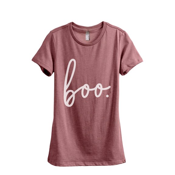Boo Cursive Women's Fashion Relaxed T-Shirt Tee Heather Rouge Large