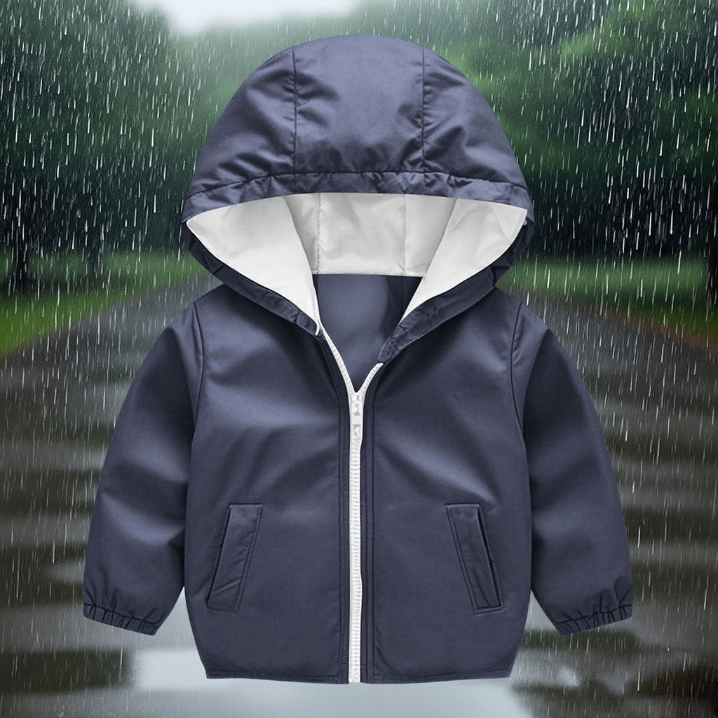 vdgthytj Garçons Filles Manteau de Pluie avec Capuchon Enfants Léger Imperméable Coupe-Vent Imperméables Fermeture Éclair Manteau de Randonnée Extérieur