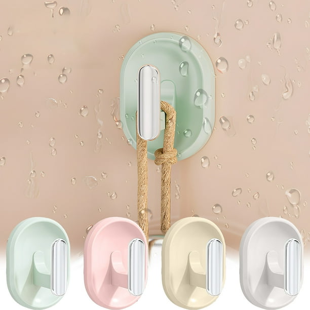Ganchos Sin Perforar, Diseño Adhesivo de Fácil Instalación, Sujeción Fuerte, Usos Múltiples, Cocina, Baño, Sala de Estar, Montaje En Pared Sin Daños, Juego de 4 Piezas, Tamaño 4 X 2,8 X 5,3 Cm