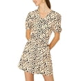 thumbnail image 5 of MODA NOVA Junior's Tie Waist Puff Sleeves V Neck Summer a-Line Dress, 5 of 6