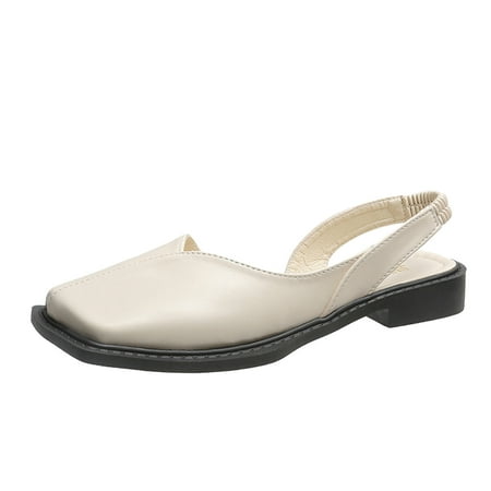

Puawkoer Ladies Fashion Summer Solid Color Toe Shoes Elastic Low Heel Casual Sandals