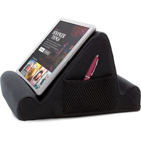 Brookstone Memory Foam Tablet Lap Desk, Bed Phone Holder with 2 Side Pockets, Black
