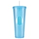 thumbnail image 3 of Vaso de agua con pajita de plástico de 710 ml con tapa para el hogar y el exterior Azul, 3 of 6