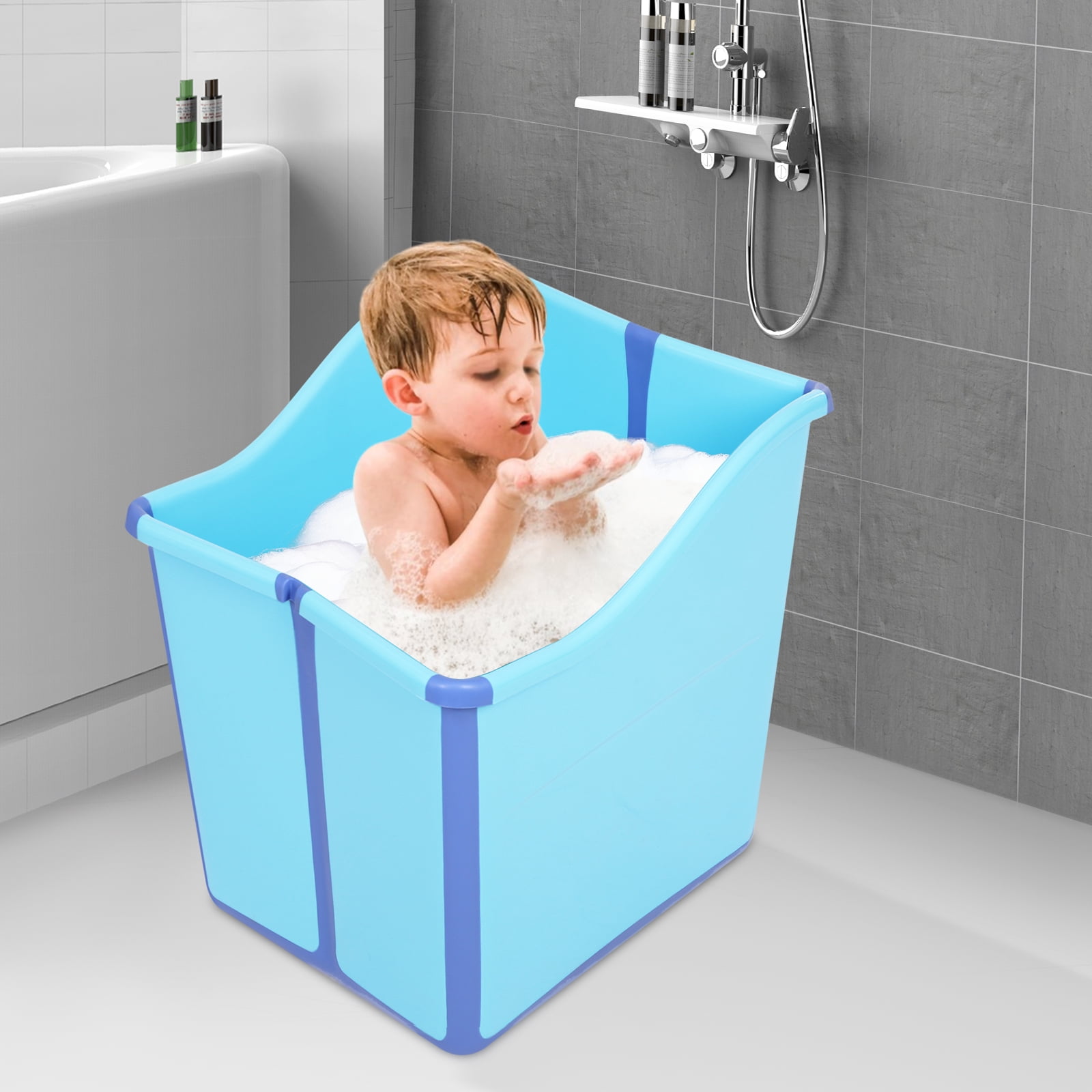 Home Portable Bathtub,Foldable Mini Bathtub for Children,Kids Folding Water Tub Sauna Spa Soaking Bath Bathtub Collapsible Bathtub -22.45gal