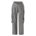 thumbnail image 3 of Vedolay High Waist Pants Women's Comfy Leisure Pants Casual Wide Leg High Waist Stretch Trousers with Pockets,Gray XS, 3 of 5