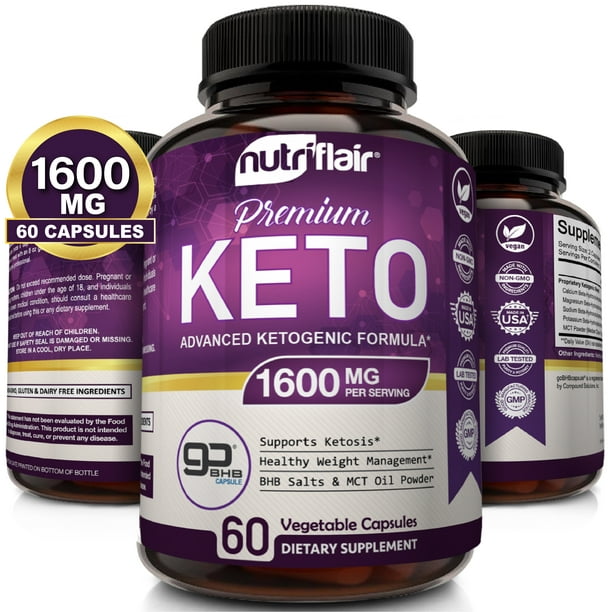 NutriFlair Keto Diet Pills 1600mg Advanced Weight Loss Ketosis
