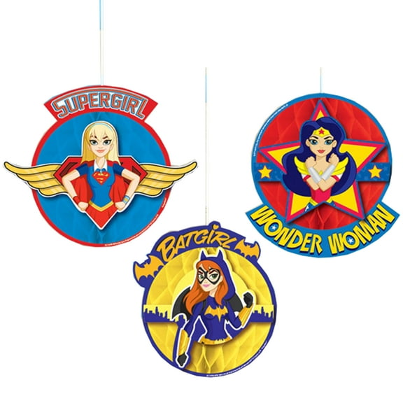 DC Superhero Girls Honeycomb Hanging Party Decorations, 3 Count