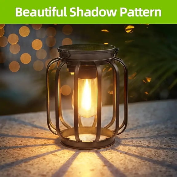 14in Solar Hanging Lanterns Outdoor: 1 Pack Metal Solar Hanging Lights with Hook, Bright - Warm Waterproof LED Lanterns for Outside, Decorative Solar-Powered Light for Yard Garden Patio Porch Decor