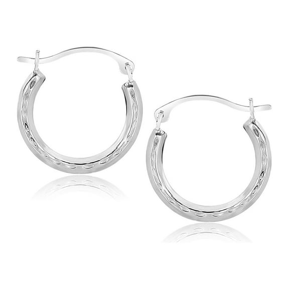 10k White Gold Fancy Hoop Earrings
