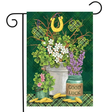 Briarwood Lane Lucky Potted Shamrocks St. Pat's Garden Flag