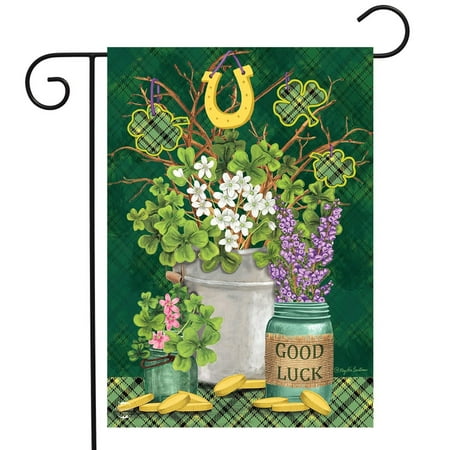 Briarwood Lane Lucky Potted Shamrocks St. Pat's Garden Flag