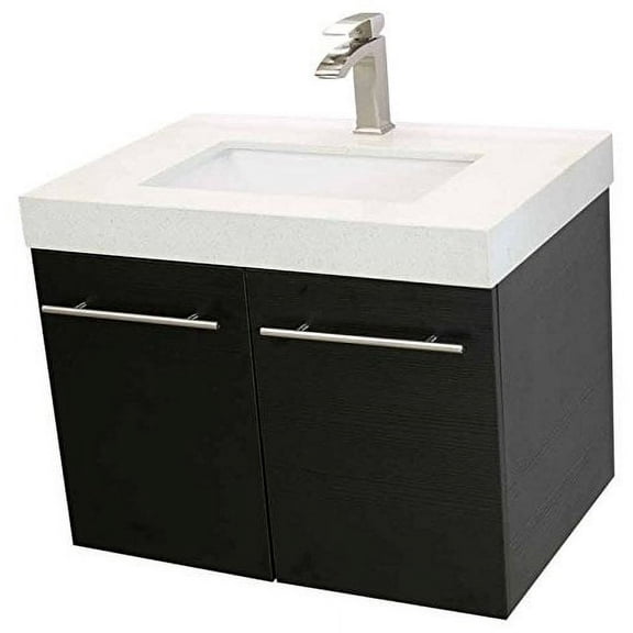 windbay 30" wall mount floating bathroom vanity sink set. vanities sink black