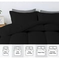 thumbnail image 3 of D.N.G. BEDDINGS 3 Piece Luxury Straight Line Pattern Comforter Set, Premium Super Soft, 800 Thread Count, 100% Egyptian Cotton, Full/Queen Size Black Solid Color, 3 of 6