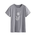 thumbnail image 3 of Femmes Pissenlit Imprimé Tuniques Manches Courtes Col Rond Plain Tee-Shirt, 3 of 6