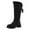 Black, variant on Knee High Snow Boots for Women Platform Lug Sole Long Booties Winter Warm Plush Strappy Mid Calf Dress Boots Black Size 5.5