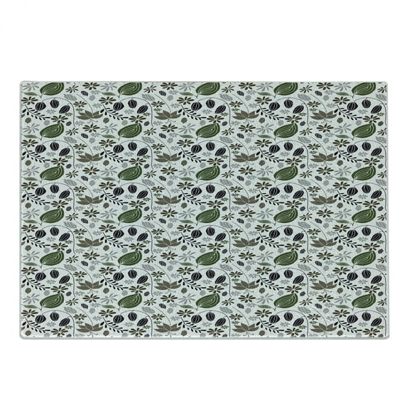 Floral Cutting Board, Botanical Petals Field Foliage Branches Flowers Fern Flourishing Nature Motif Design, Decorative Tempered Glass Cutting and Serving Board, Small Size, Multicolor, by Ambesonne