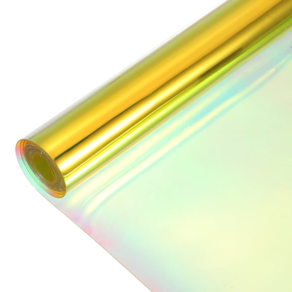 Holographic Clear Vinyl Film Holographic Fabric 12"x48",Laser Yellow