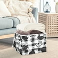 thumbnail image 5 of Large Collapsible Storage Box Flip Lid Fabric Decorative Organizer Container Basket with Handles 16.5×12.6×11.8in Rose Checkered Pattern, 5 of 7