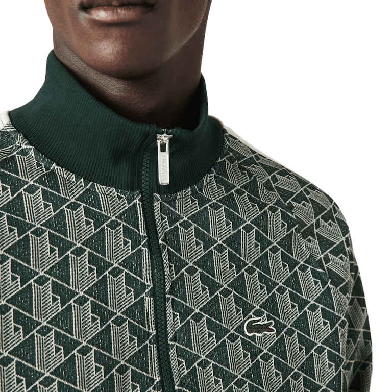 Sump Kakadu Formand Men's Lacoste Green/Beige Regular Fit Monogram Print Zip Sweatshirt - 6/XL  - Walmart.com