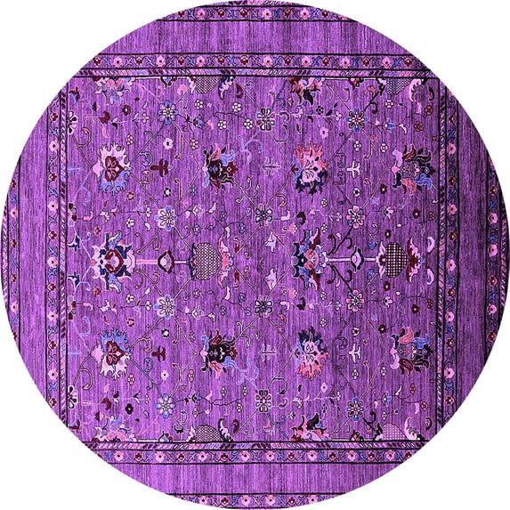 Ahgly Company Indoor Round Oriental Purple Industrial Area Rugs, 4' Round