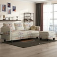 thumbnail image 2 of NOLANY Convertible L-Shaped Basketball Sport Theme Sectional Sofa Couch with Reversible Chaise,Off-White, 2 of 5