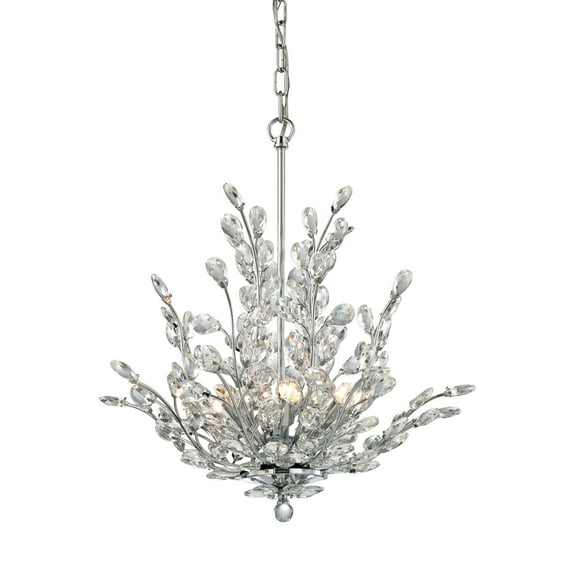 Elk Home Crystique 6 Light Chandelier, Traditional, Polished Chrome