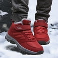 thumbnail image 2 of Waterproof Snow Boots for Women Men Outdoor AntiSlip Trekking Hiking Shoes Lace up Hook and Loop Plush Lined Winter Booties Red 9, 2 of 6